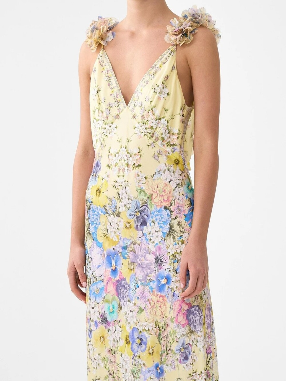 CAMILLA Appliqued embellished floral-print silk-satin maxi dress - Picture 5 of 16